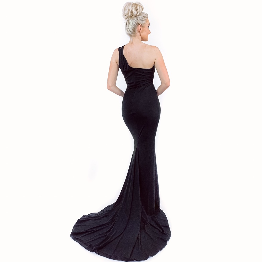 Black Fitted Pageant Evening Gown Prom Dress - Picture 7 of 8